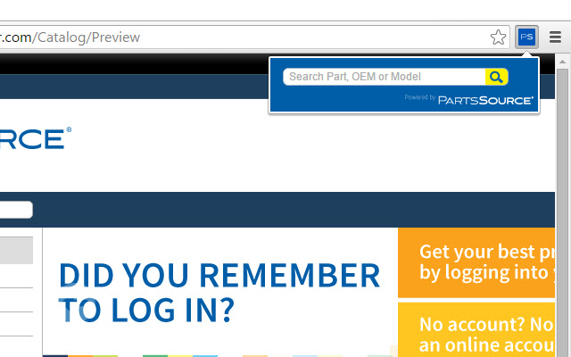 PartsSource Catalog Search  from Chrome web store to be run with OffiDocs Chromium online