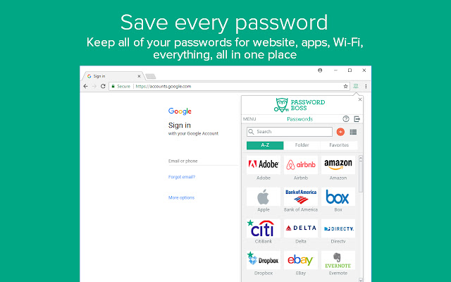 Password Boss  from Chrome web store to be run with OffiDocs Chromium online