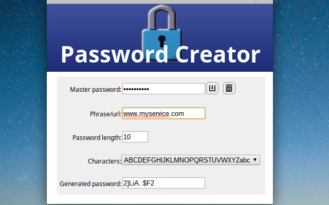 Password Creator  from Chrome web store to be run with OffiDocs Chromium online