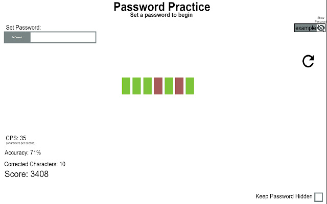 Password Practice  from Chrome web store to be run with OffiDocs Chromium online