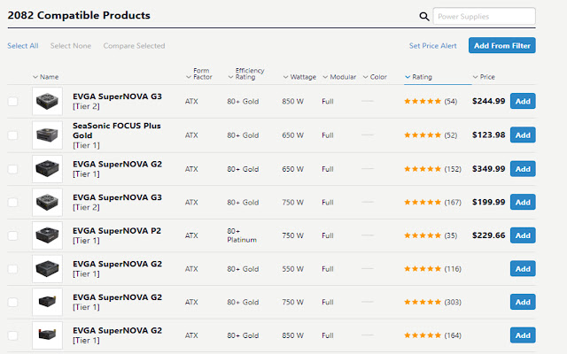 PCPartPicker PSU Tier List  from Chrome web store to be run with OffiDocs Chromium online