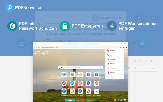 PDF Konverter New Tab Chrome  from Chrome web store to be run with OffiDocs Chromium online