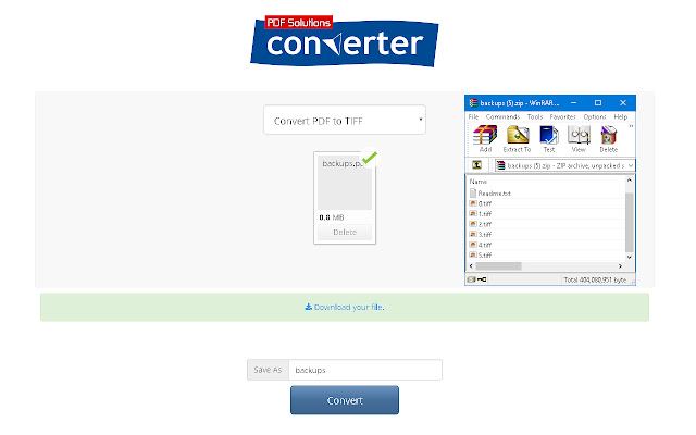 PDF to TIFF Converter  from Chrome web store to be run with OffiDocs Chromium online