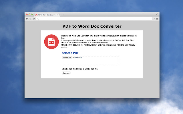 PDF to Word Doc Converter  from Chrome web store to be run with OffiDocs Chromium online