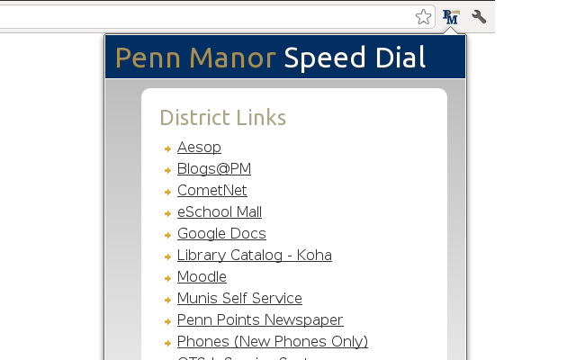 Penn Manor Speed Dial  from Chrome web store to be run with OffiDocs Chromium online