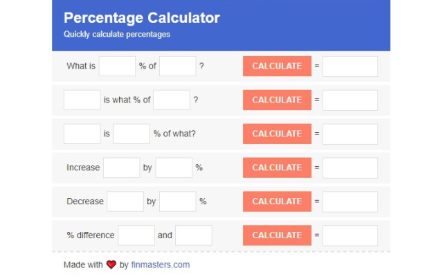 Percentage Calculator  from Chrome web store to be run with OffiDocs Chromium online