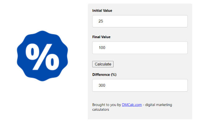 Percentage Change Calculator  from Chrome web store to be run with OffiDocs Chromium online