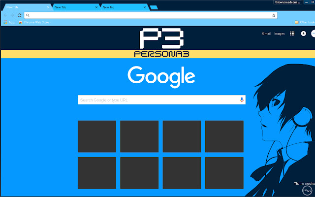 Persona 3 Protagonist Theme Blue Accent  from Chrome web store to be run with OffiDocs Chromium online