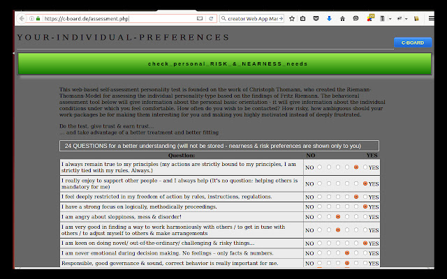 PERSONALITY TEST  from Chrome web store to be run with OffiDocs Chromium online