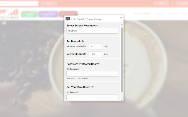 PERU CONNECT Screen Sharing  from Chrome web store to be run with OffiDocs Chromium online