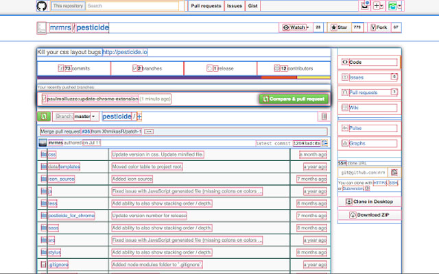 Pesticide for Chrome (without hover bar)  from Chrome web store to be run with OffiDocs Chromium online