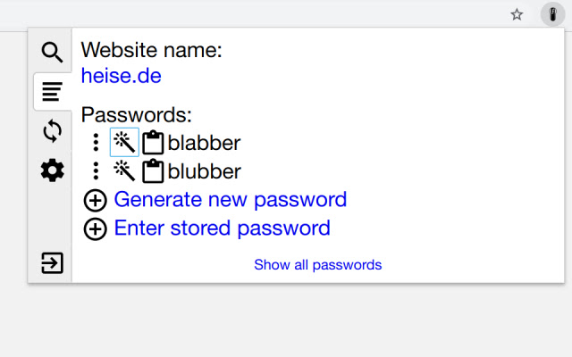 PfP: Pain free Passwords  from Chrome web store to be run with OffiDocs Chromium online