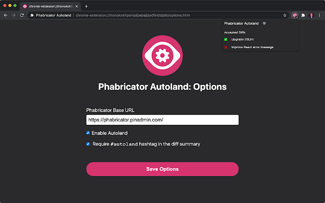 Phabricator Autoland  from Chrome web store to be run with OffiDocs Chromium online