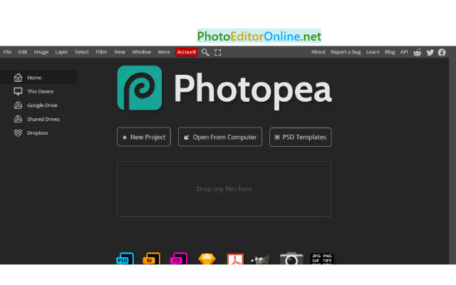 Photopea | Without ads Free Photo Editor  from Chrome web store to be run with OffiDocs Chromium online