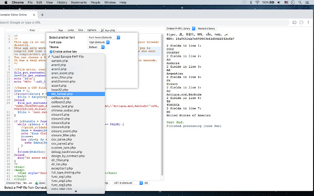 PHP Compiler Editor  from Chrome web store to be run with OffiDocs Chromium online