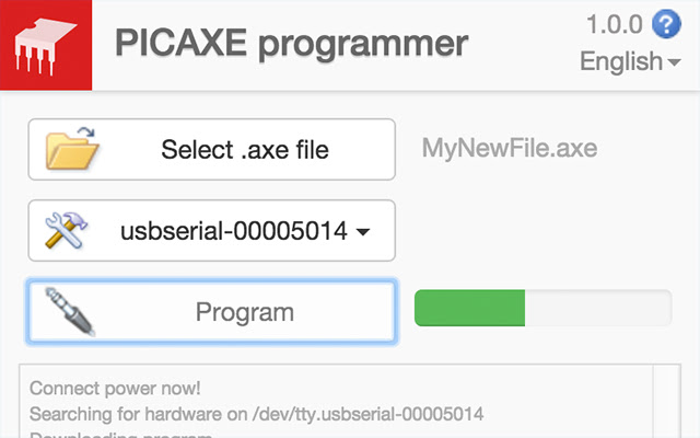 PICAXE programmer  from Chrome web store to be run with OffiDocs Chromium online