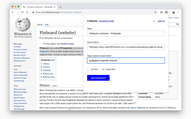 PinBuddy  from Chrome web store to be run with OffiDocs Chromium online