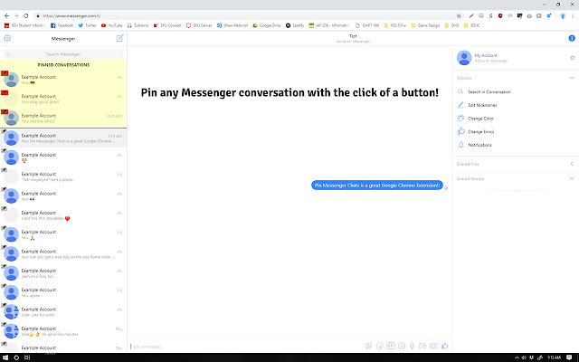 Pin Messenger Convos  from Chrome web store to be run with OffiDocs Chromium online