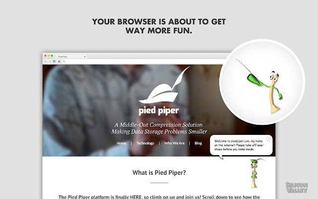 Pipey the Piper from HBO’s Silicon Valley  from Chrome web store to be run with OffiDocs Chromium online