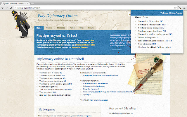 PlayDiplomacy for Google Chrome™  from Chrome web store to be run with OffiDocs Chromium online