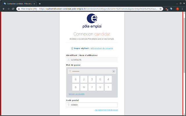 Pôle Emploi connexion automatique  from Chrome web store to be run with OffiDocs Chromium online