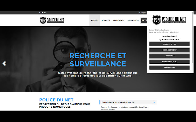 Police du Net DMCA Agent En  from Chrome web store to be run with OffiDocs Chromium online