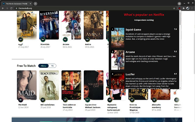 Popular on Netflix  from Chrome web store to be run with OffiDocs Chromium online