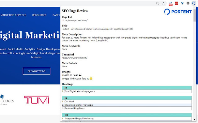 Portents SEO Page Review  from Chrome web store to be run with OffiDocs Chromium online