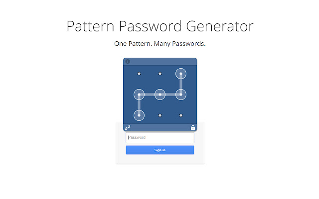 PPGen Pattern Password Generator  from Chrome web store to be run with OffiDocs Chromium online