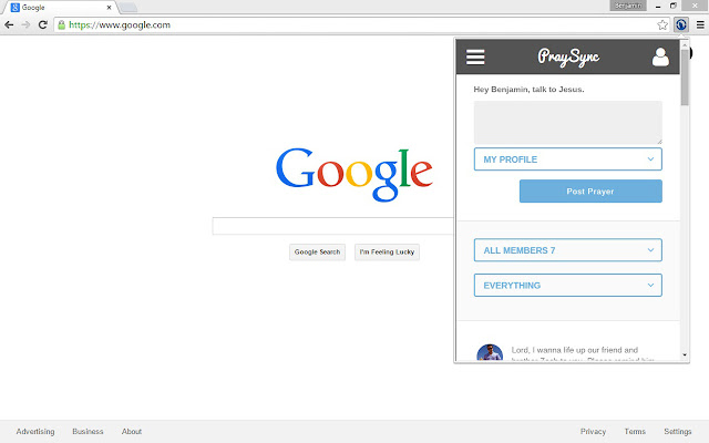 PraySync  from Chrome web store to be run with OffiDocs Chromium online