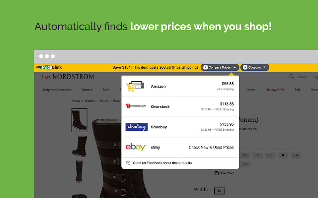 PriceBlink Lite Coupons  Price Comparison  from Chrome web store to be run with OffiDocs Chromium online