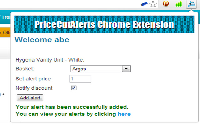 PriceCutAlerts  from Chrome web store to be run with OffiDocs Chromium online