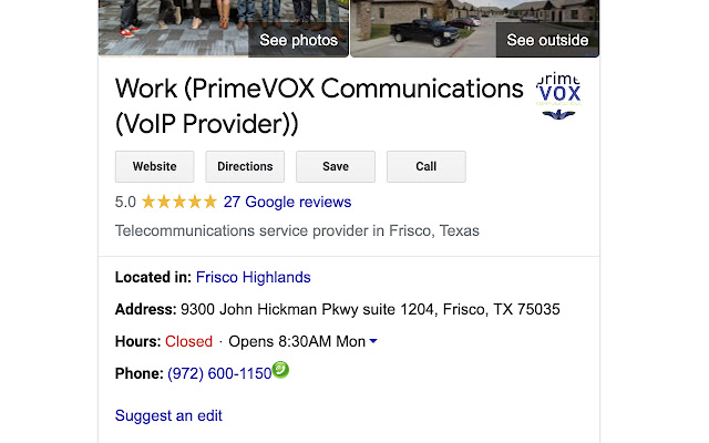 PrimeVOX Click to Call  from Chrome web store to be run with OffiDocs Chromium online