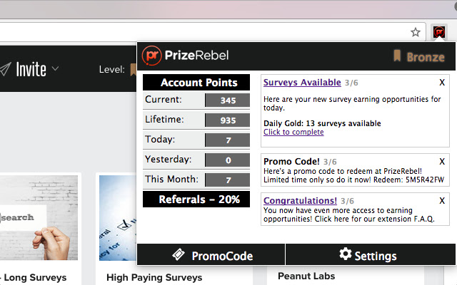 PrizeRebel Online Paid Surveys for Money  from Chrome web store to be run with OffiDocs Chromium online