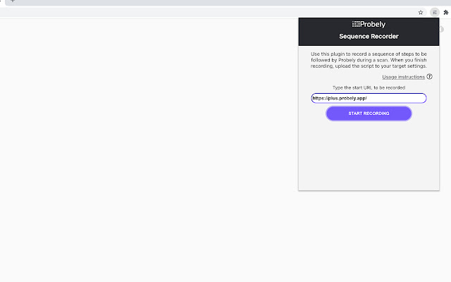 Probely Recorder  from Chrome web store to be run with OffiDocs Chromium online