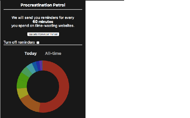 Procrastination Patrol  from Chrome web store to be run with OffiDocs Chromium online