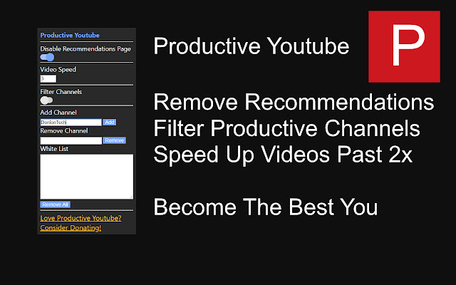 Productive Youtube  from Chrome web store to be run with OffiDocs Chromium online