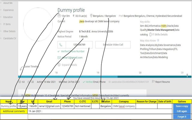 Profile tracker Naukri.com / Monster  from Chrome web store to be run with OffiDocs Chromium online