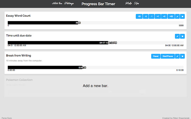 Progress Bar Timer  from Chrome web store to be run with OffiDocs Chromium online