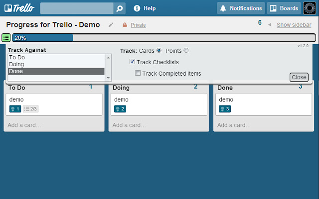 Progress for Trello  from Chrome web store to be run with OffiDocs Chromium online