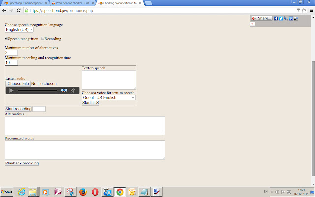 Pronunciation checker  from Chrome web store to be run with OffiDocs Chromium online