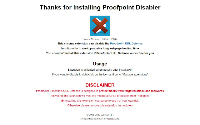 Proofpoint Disabler  from Chrome web store to be run with OffiDocs Chromium online