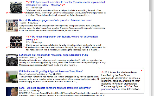 PropOrNot Propaganda Flagger  from Chrome web store to be run with OffiDocs Chromium online