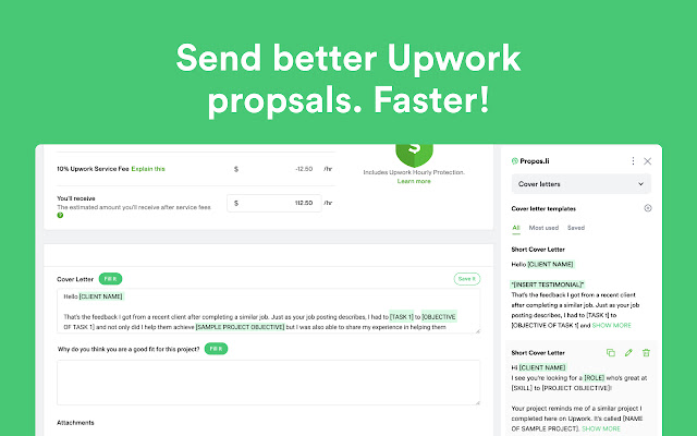 Propos.li Send Better Upwork Proposals Faster  from Chrome web store to be run with OffiDocs Chromium online