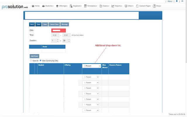 ProSolution Global Attendance Drop down  from Chrome web store to be run with OffiDocs Chromium online