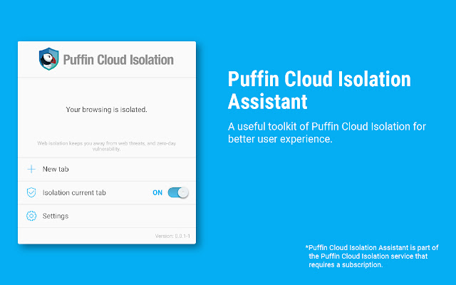 Puffin Cloud Isolation Assistant EE  from Chrome web store to be run with OffiDocs Chromium online