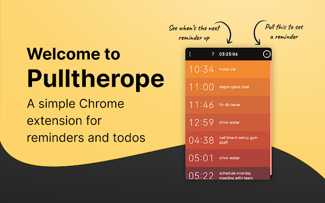 Pulltherope Simple reminders  from Chrome web store to be run with OffiDocs Chromium online