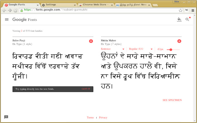 Punjabi Font Pack  from Chrome web store to be run with OffiDocs Chromium online