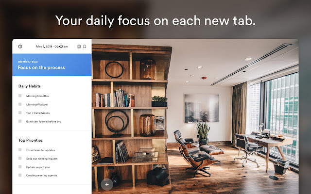 PurposeTab: Your daily focus on each new tab  from Chrome web store to be run with OffiDocs Chromium online