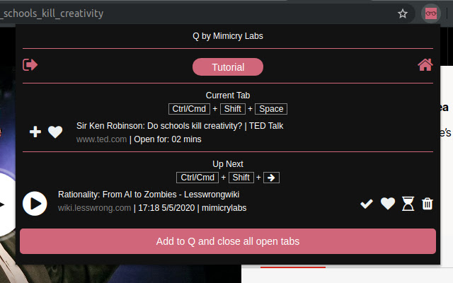 Q by Mimicry Labs  from Chrome web store to be run with OffiDocs Chromium online